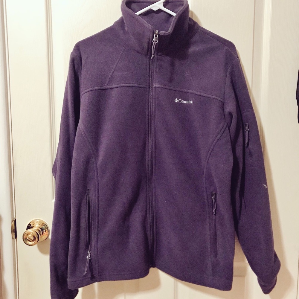 Purple Columbia Fleece Full Zip Crew Neck Sweater!